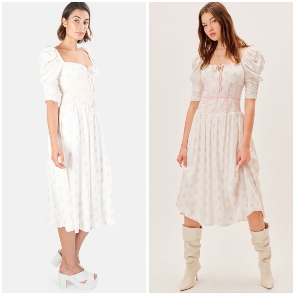 For Love & Lemons Lynne Midi Dress in White SZ S - Picture 3 of 10